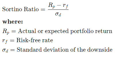 The formula for Sortino Ratio