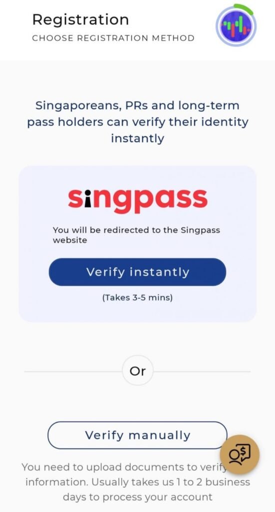 Using Singpass to signup for Syfe Trade